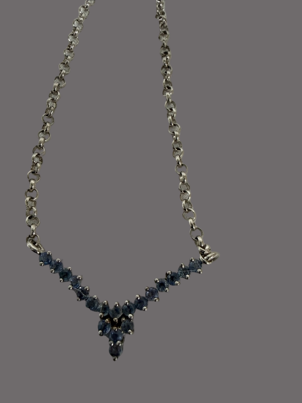 Sterling Silver Blue Sapphire V-Point Necklace
